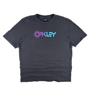 Oakley Shirt Mens XL Black Gradient Logo Graphic Tee Casual T-Shirt Crew Neck